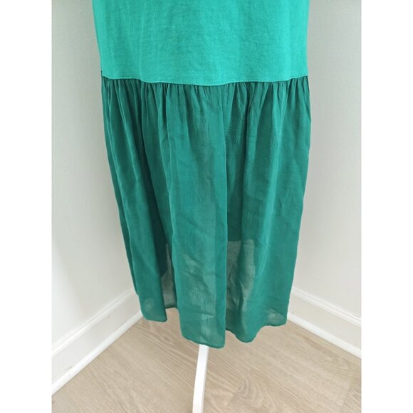 Johnny Was Vintage 90 Cotton Green Sun Embroidery Midi Drop Waist Dress S Petite - Picture 4 of 10